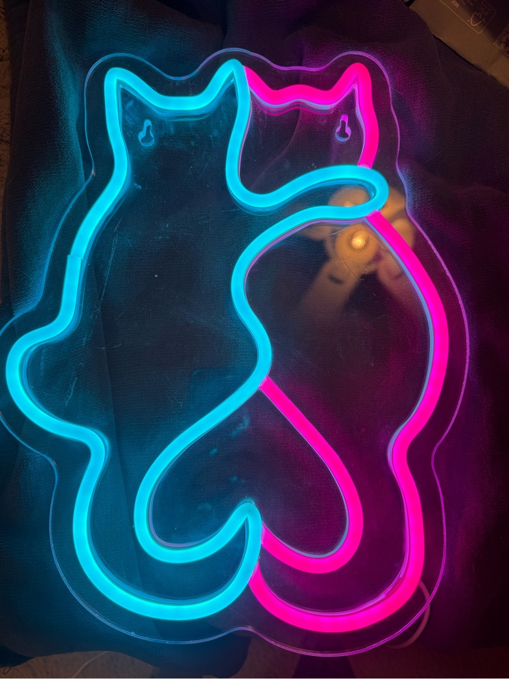 Neon Cat Wall Light - Blue & Pink LED Cat Silhouette